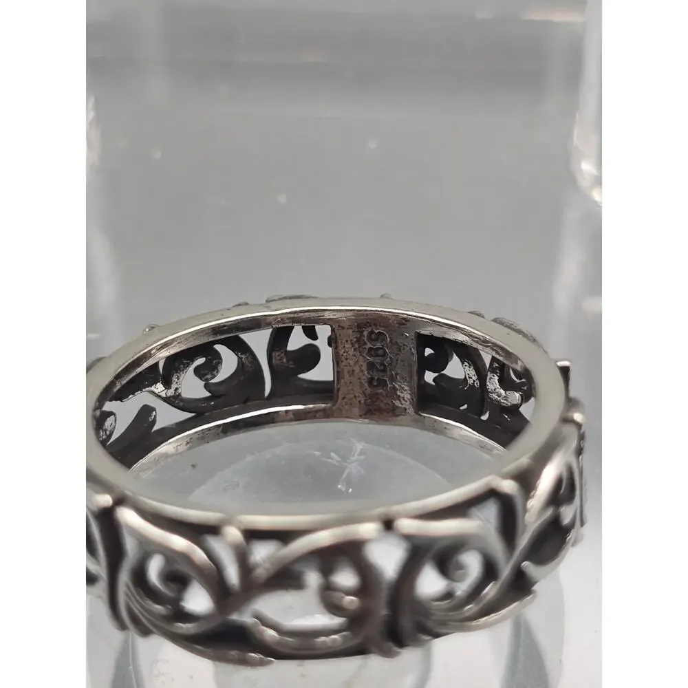 925 Sterling Silver Openwork Scroll Floral Ring Vine Band Women's Size 6-9